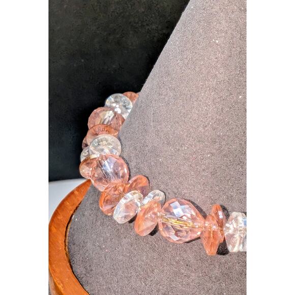 Pink & Clear Crystal Gold Tone Pull Chain Dangle Bracelet - Picture 2 of 5